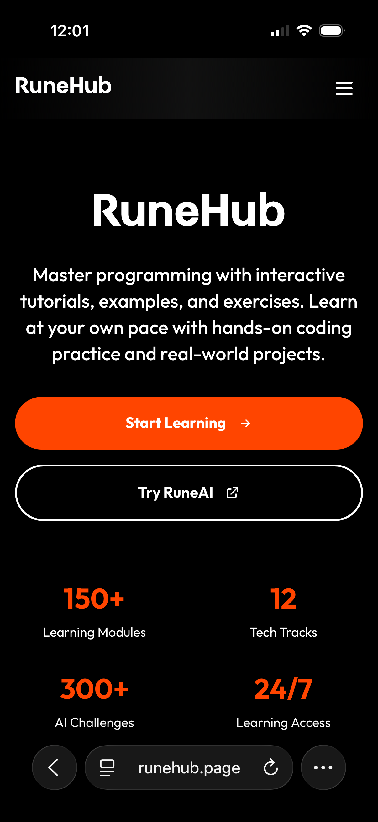 RuneHub Mobile View 1